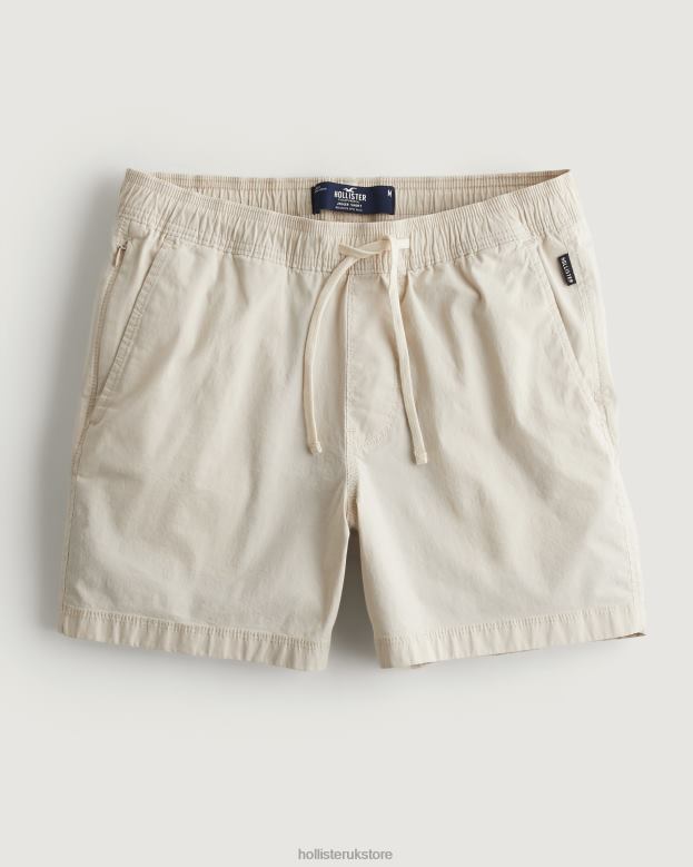 Bottoms Hollister Men Twill Jogger Shorts 5\\ 488201392 Light Khaki